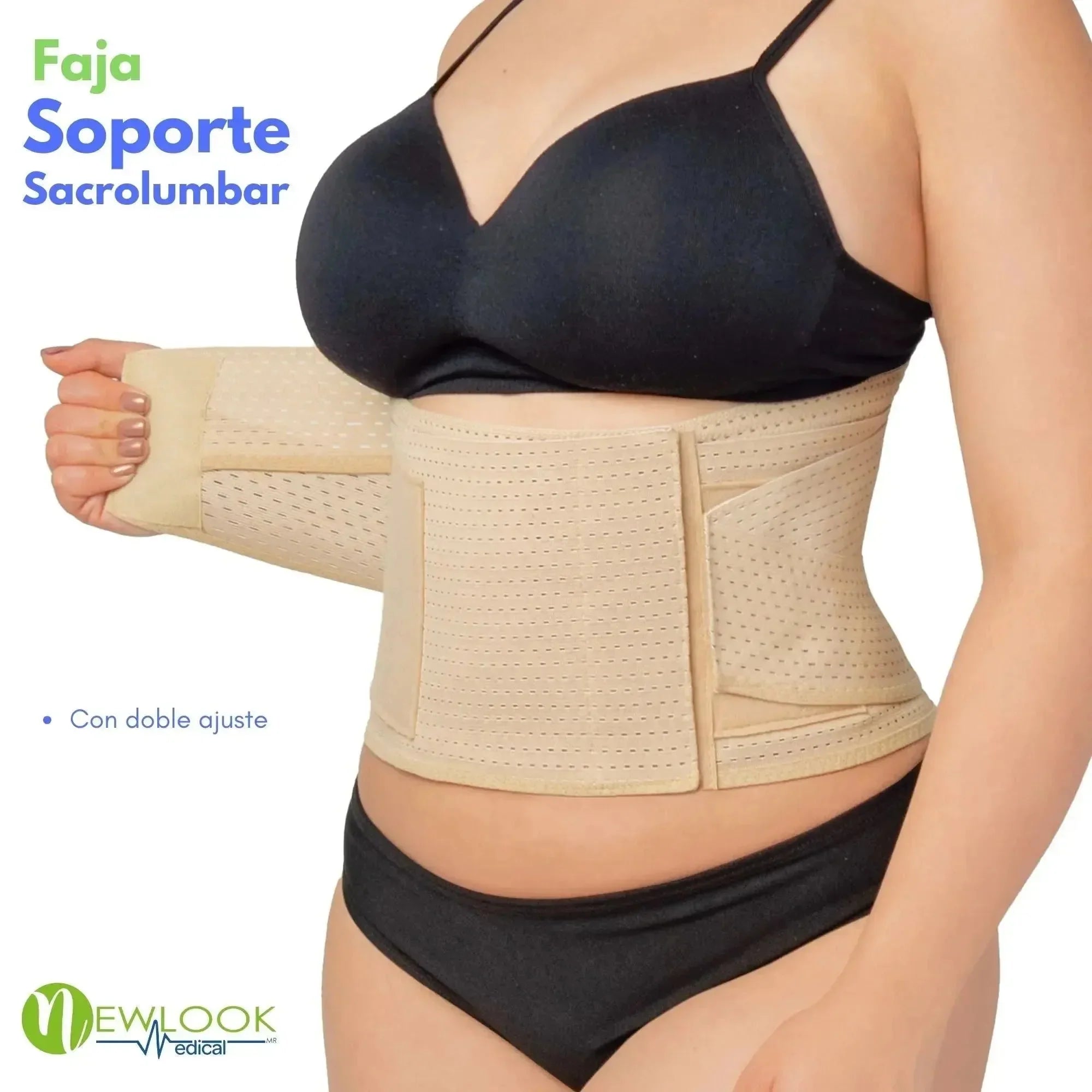 NEWLOOK MEDICAL Soporte Sacro Lumbar con Doble Ajuste - Alta Compresión - 7 Varillas flexibles