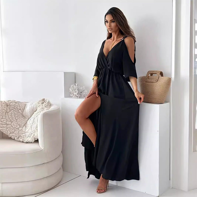 Billie - Trendy Slit Skirt V-Neck Maxi Dress