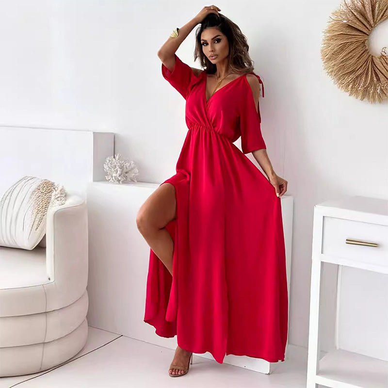 Billie - Trendy Slit Skirt V-Neck Maxi Dress