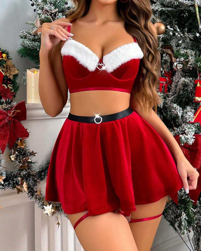 Christmas Velvet Heart Decoration Sexy Suit